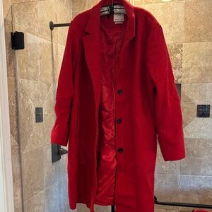 Abercrombie & Fitch Red Wool Blend Women's Single-Breasted Coat